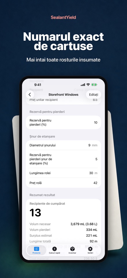 SealantYield Calc. Etansare