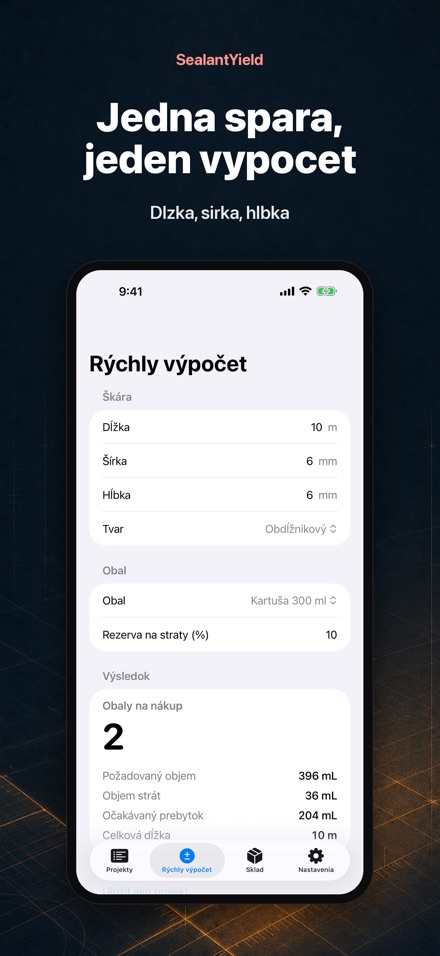 SealantYield Kalkulacka škár 2