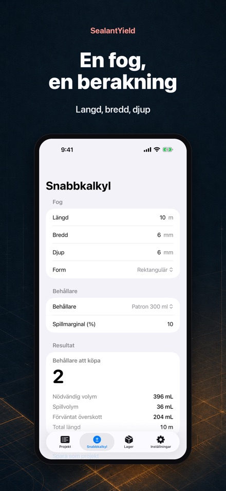 SealantYield Fogkalkylator 2
