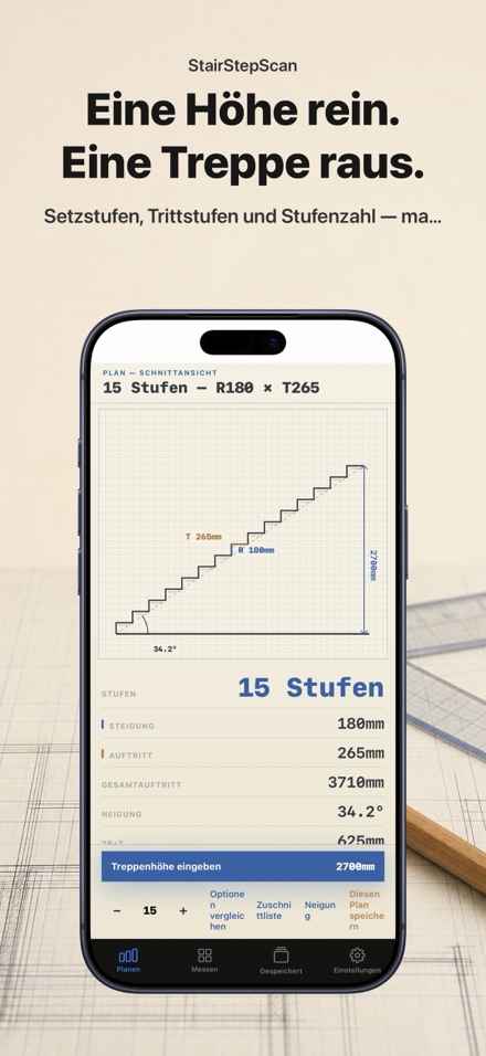 Treppenrechner: Stufen & Wange 1