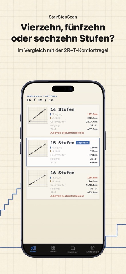 Treppenrechner: Stufen & Wange 3
