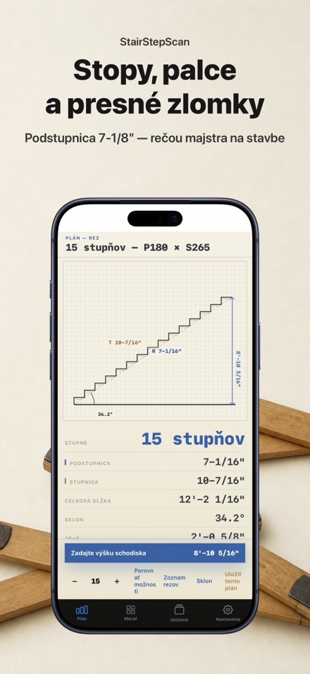 Kalkulačka schodov: rezný plán 7