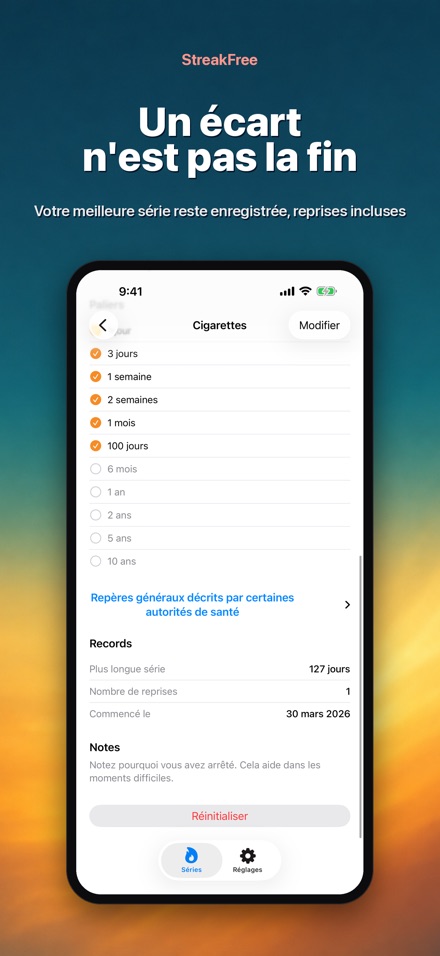 StreakFree : Jours sans 8