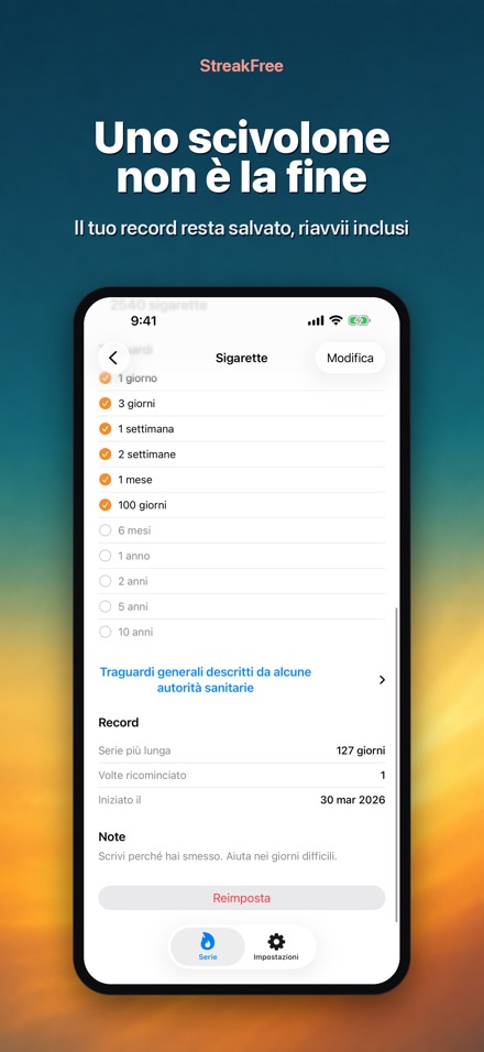 StreakFree: Giorni senza 8
