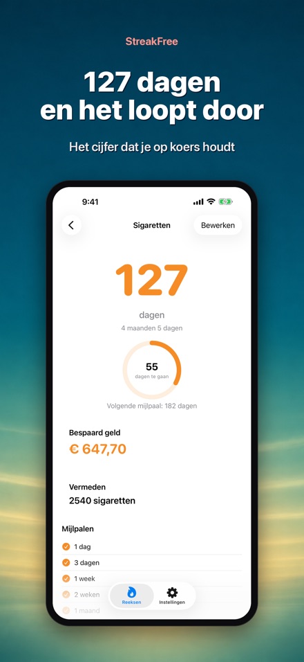 StreakFree: Dagen sinds
