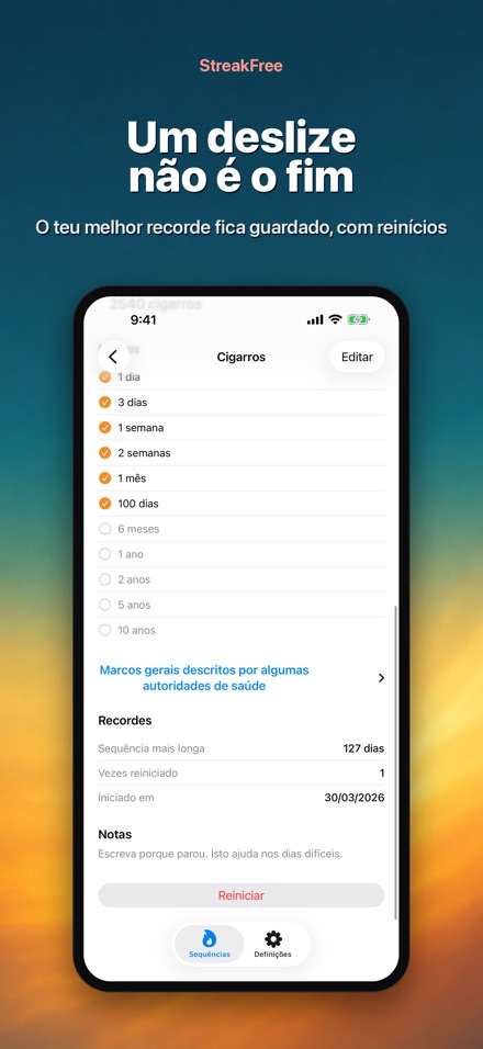 StreakFree: Dias sem 8