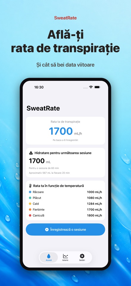 SweatRate: transpirație și apă 5