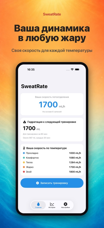 SweatRate: пот и вода 4