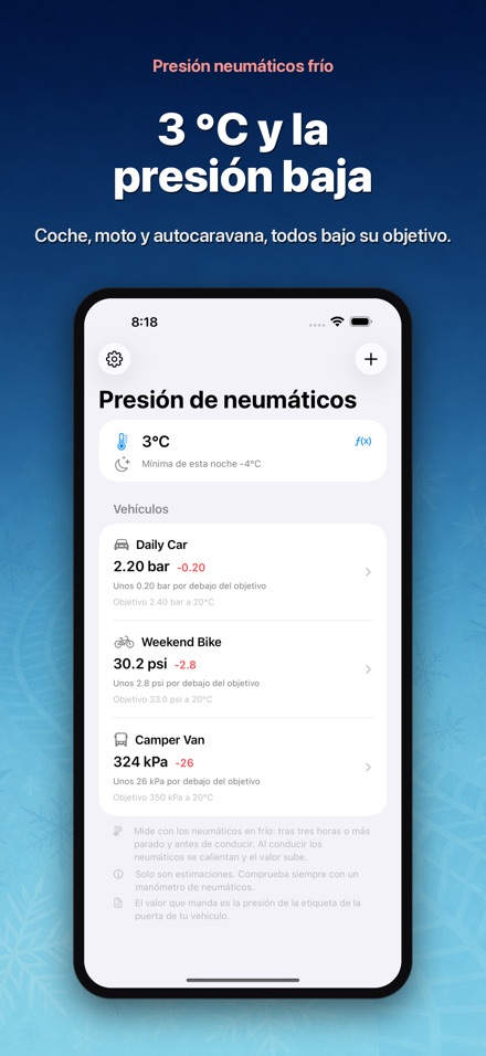Presión de llantas y frío