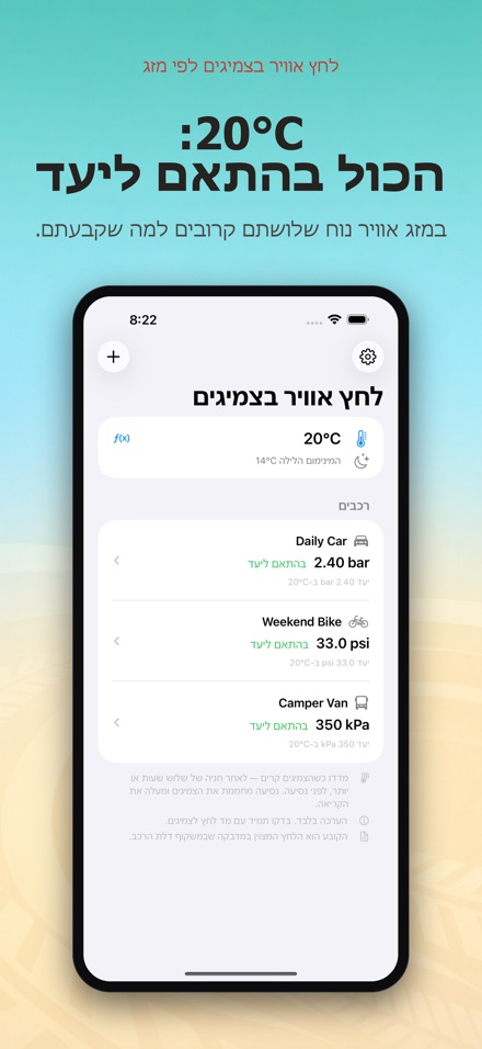 לחץ אוויר בצמיגים לפי מזג 5