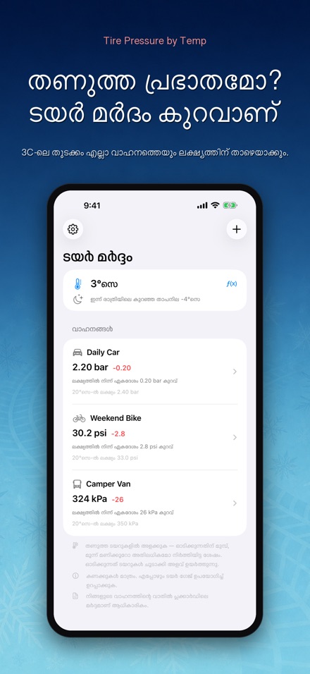 താപനില അനുസരിച്ച് ടയർ മർദം