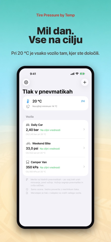 Tlak v pnevmatikah in temp. 5