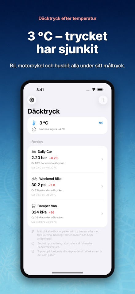 Däcktryck efter temperatur