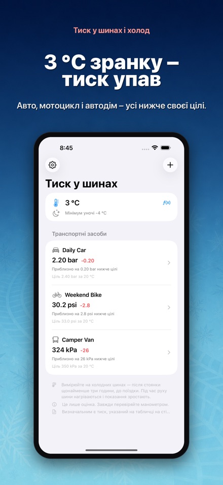 Тиск у шинах і холод