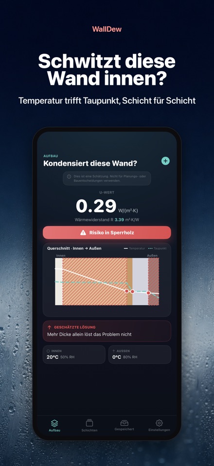 WallDew: Tauwasser Wandaufbau