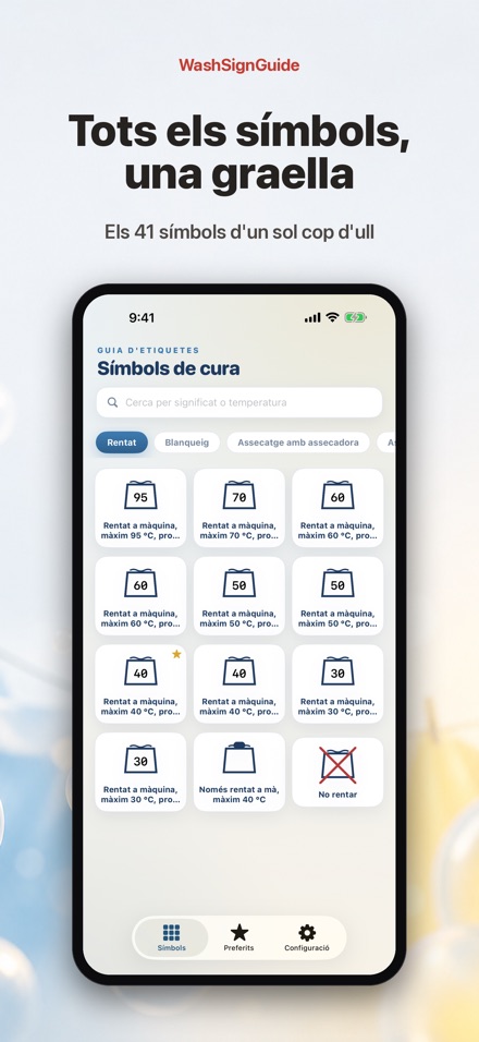 WashSignGuide: Símbols rentat