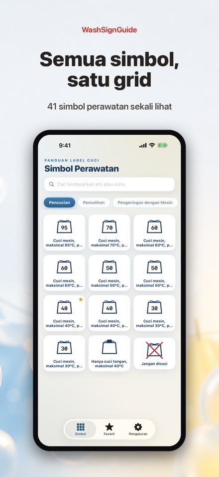 WashSignGuide: Simbol Cucian