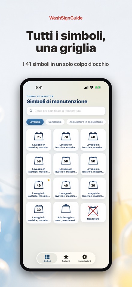 WashSignGuide: Simboli bucato